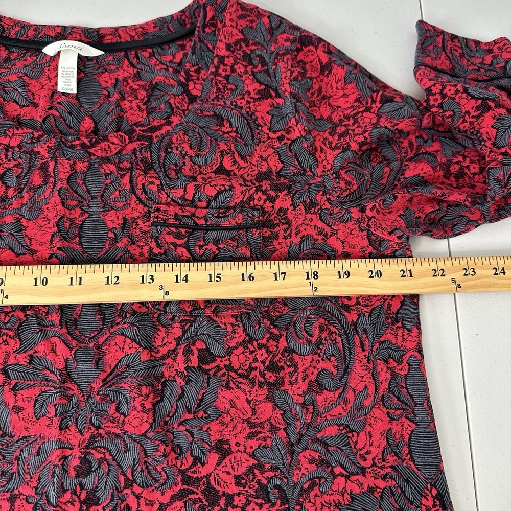 Soma Cool Nights‎ Nightgown Sz XL Red Floral Cotton Modal Blend - Picture 5 of 9